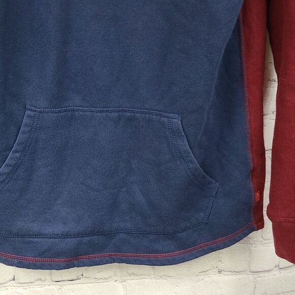 LEVI'S Men's Bilco Fleece Pullover Hoodie Maroon Blue Casual Sweatshirt Jacket - Picture 3 of 7